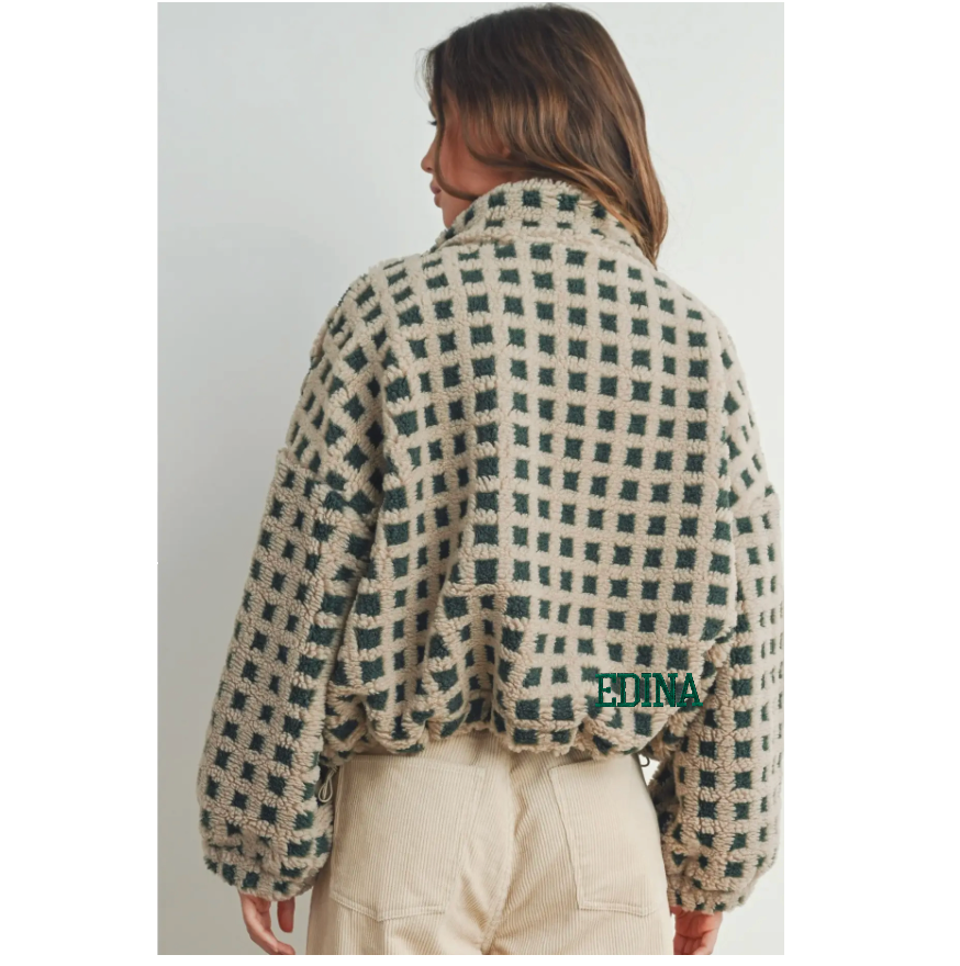 Green Checkered Fleece Jacket