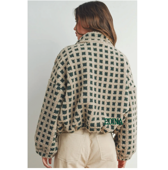 Green Checkered Fleece Jacket
