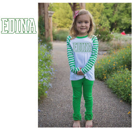 Youth Green & White Screen Print Tee