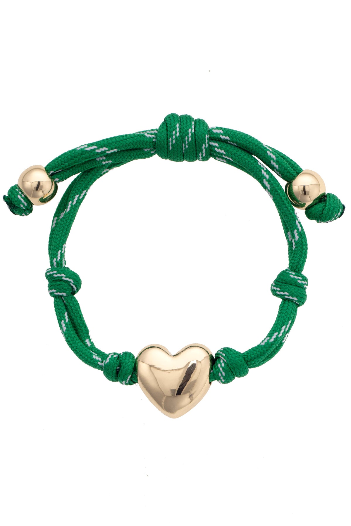 Blaine Puffy Heart Paracord Bracelet: Kelly Green